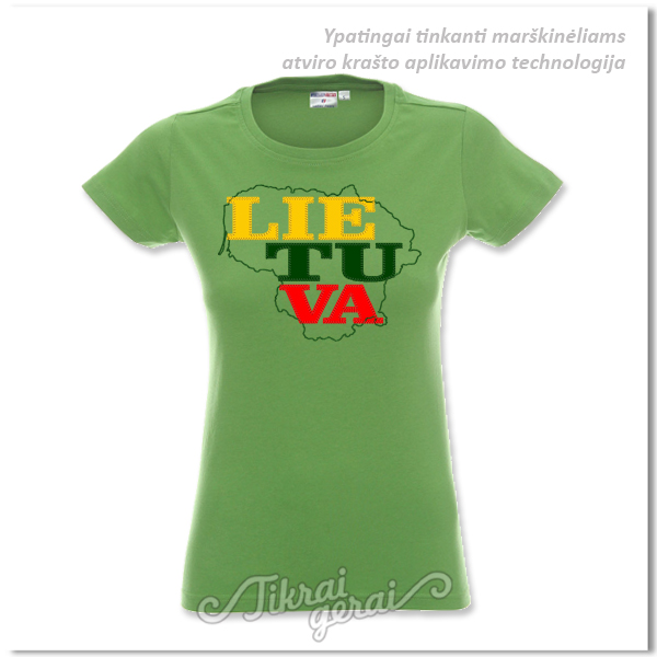 Marškinėliai moteriški Lietuva aplikacija, v.1